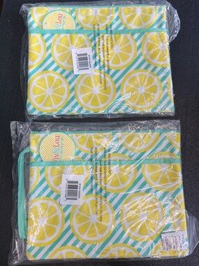Viv & Lou wet bags - Lemon Slice Zip Pouches - Yellow & Mint